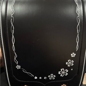 Randoseru Rose Gold and Black Sakura Elegant Backpack.